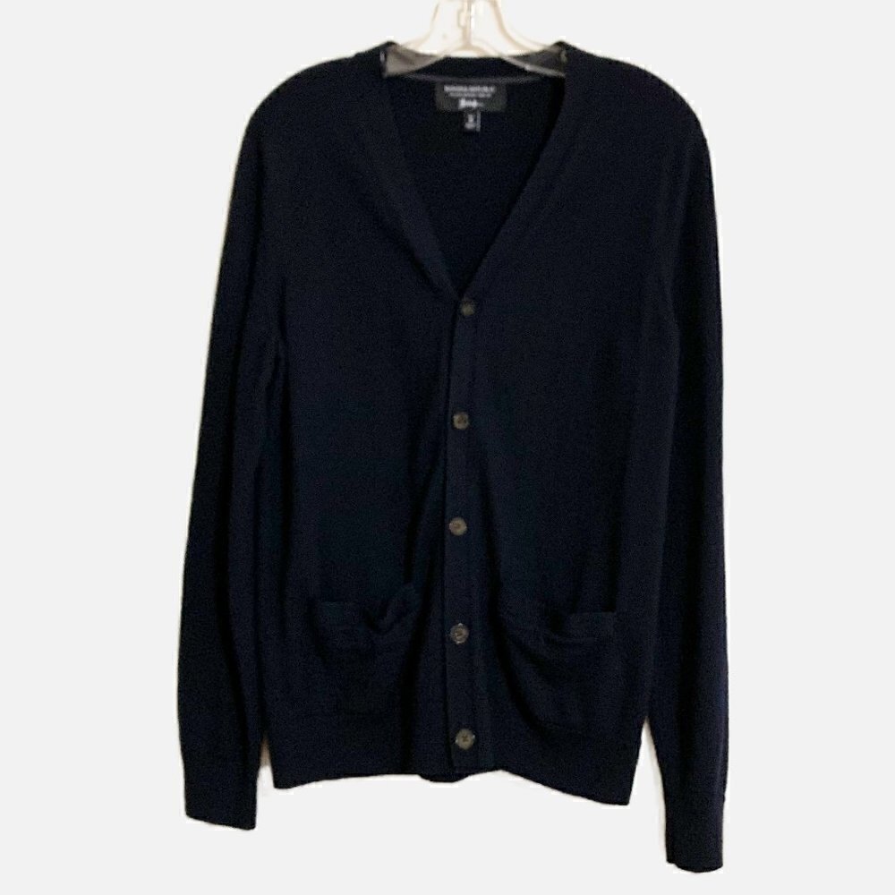 Banana Republic Fall Preppy Navy Merino Italian Wool Cardigan. Size Tall Medium